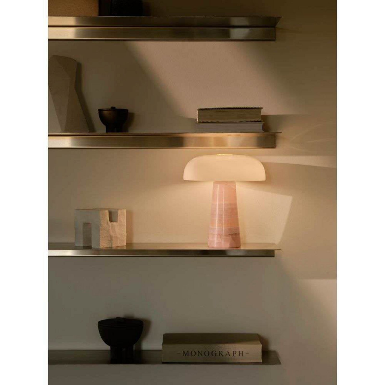 Lampa de masă Glossy, roz/alb, înălțime 24 cm, marmură/sticlă