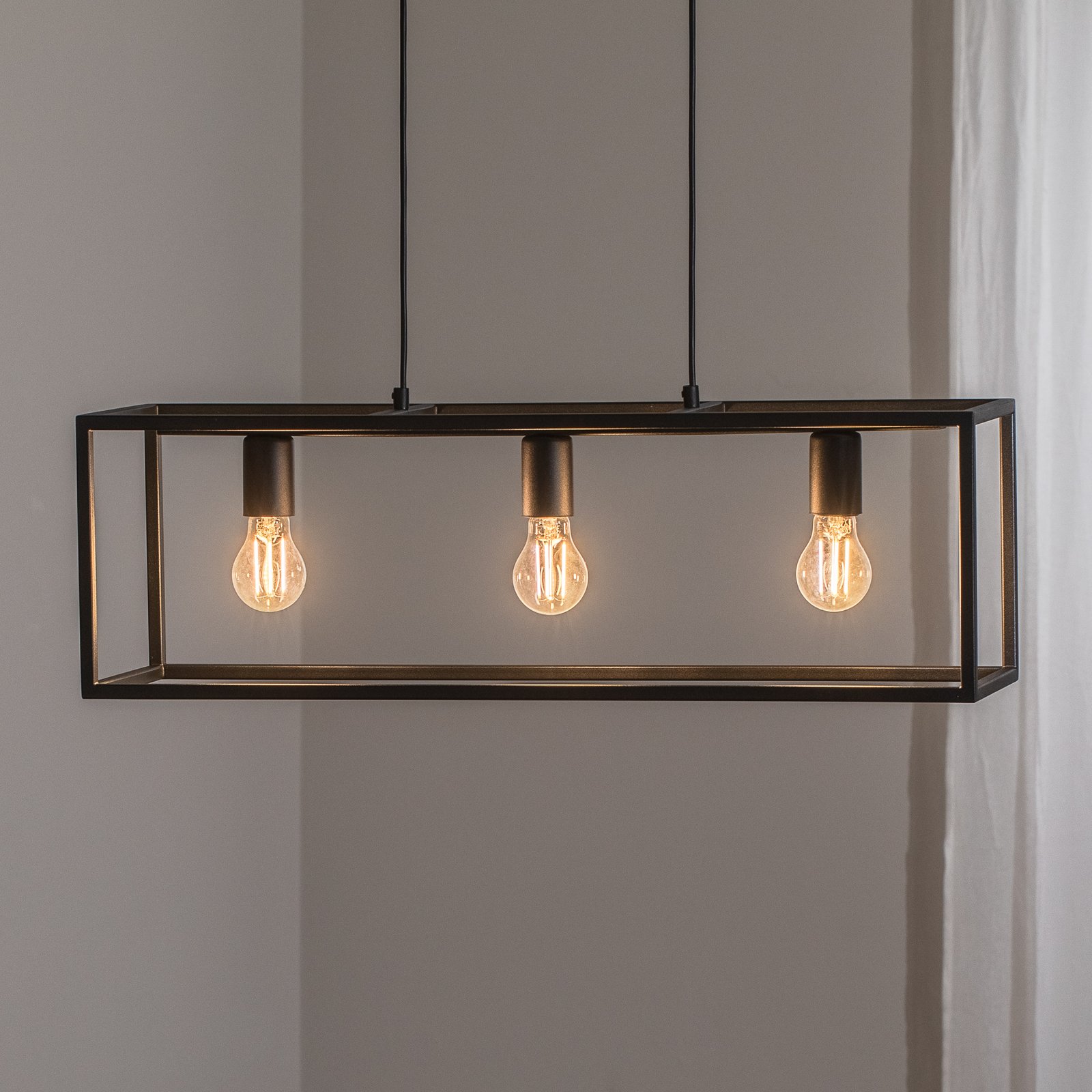 Hanging light Valeria, black, steel, 3-bulb