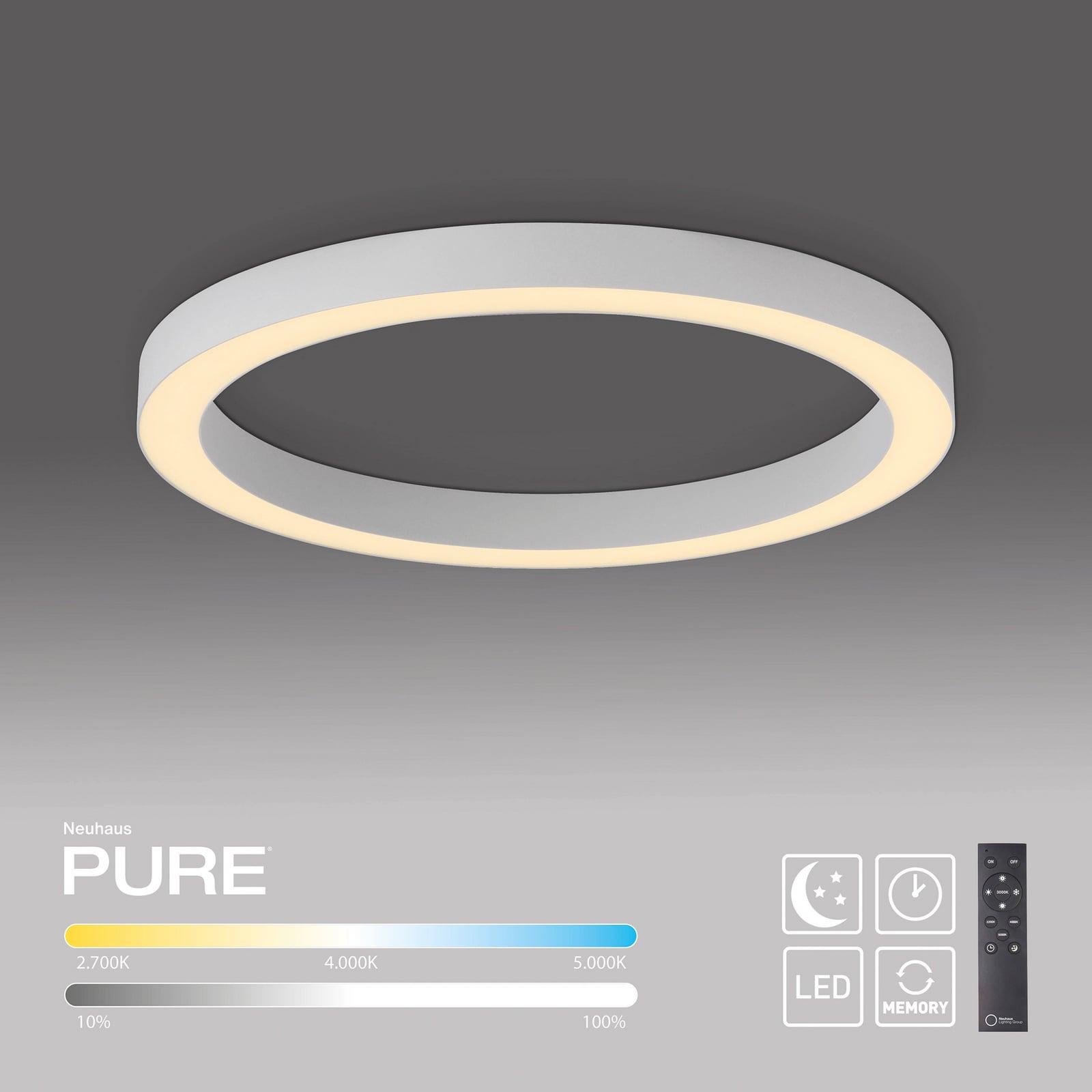 Lines LED-Deckenlampe, Ø50cm, weiß CCT, Fernbedienung - PURE Lines LED-Deckenlampe, Ø50cm, weiß CCT, Fernbedienung - PURE