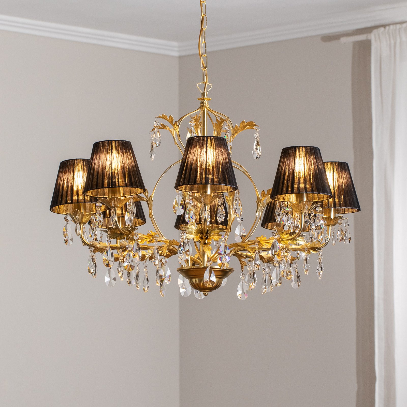 ONLI Candelabru Karen 8 becuri auriu/negru - Camera de zi / sufragerie - auriu negru - Sticlă