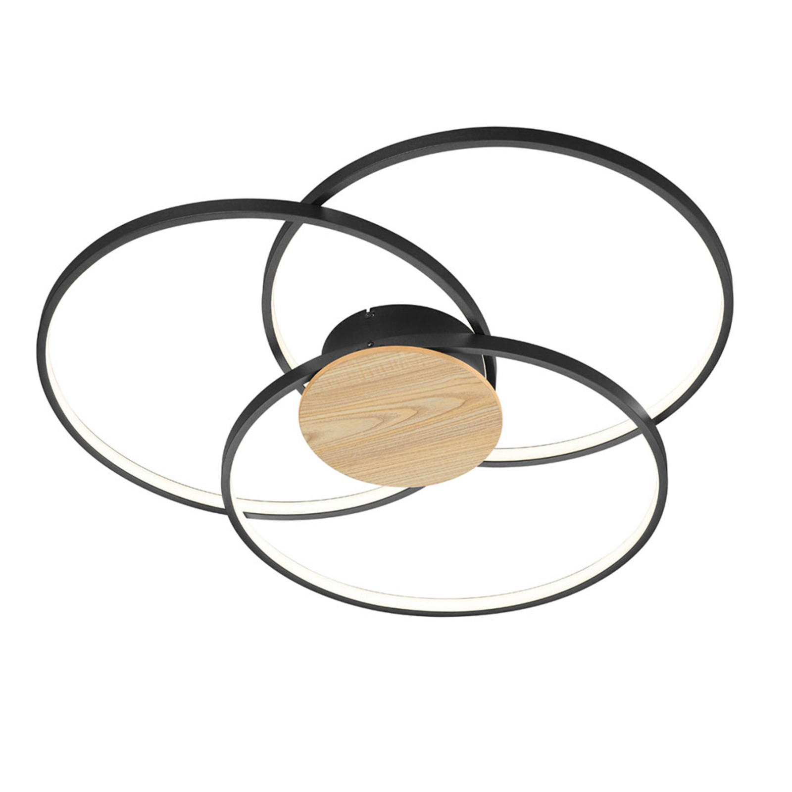 Stropna svetilka Sedona LED s črnim mat lesenim detajlom