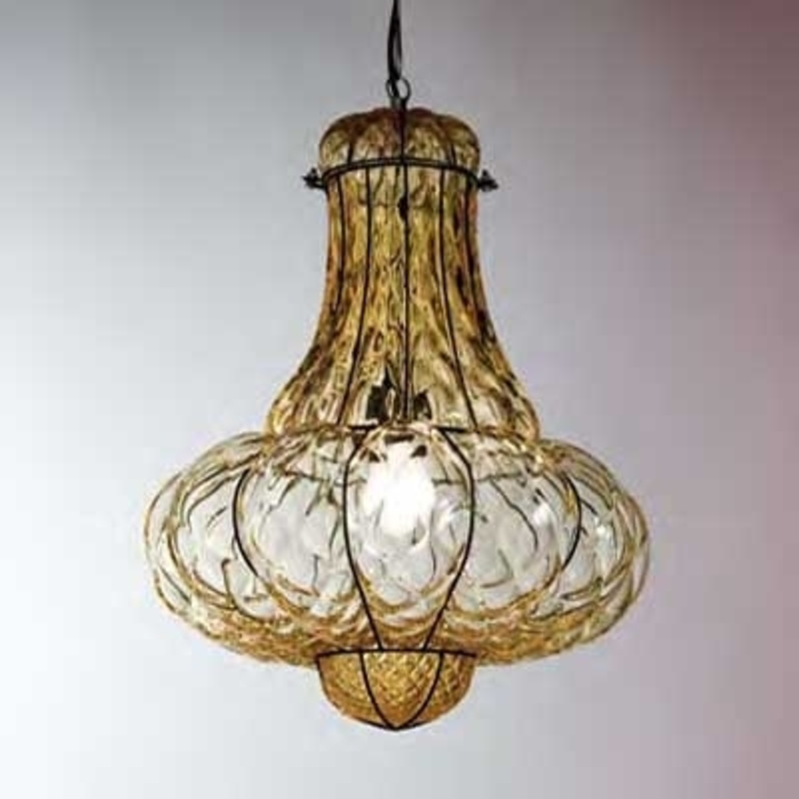 Handmade hanging light DOGE, amber