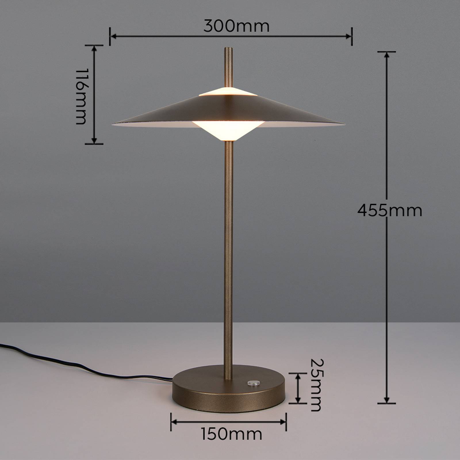 LED-bordlampe Amalo i platinafarge, høyde 46 cm, metall, CCT