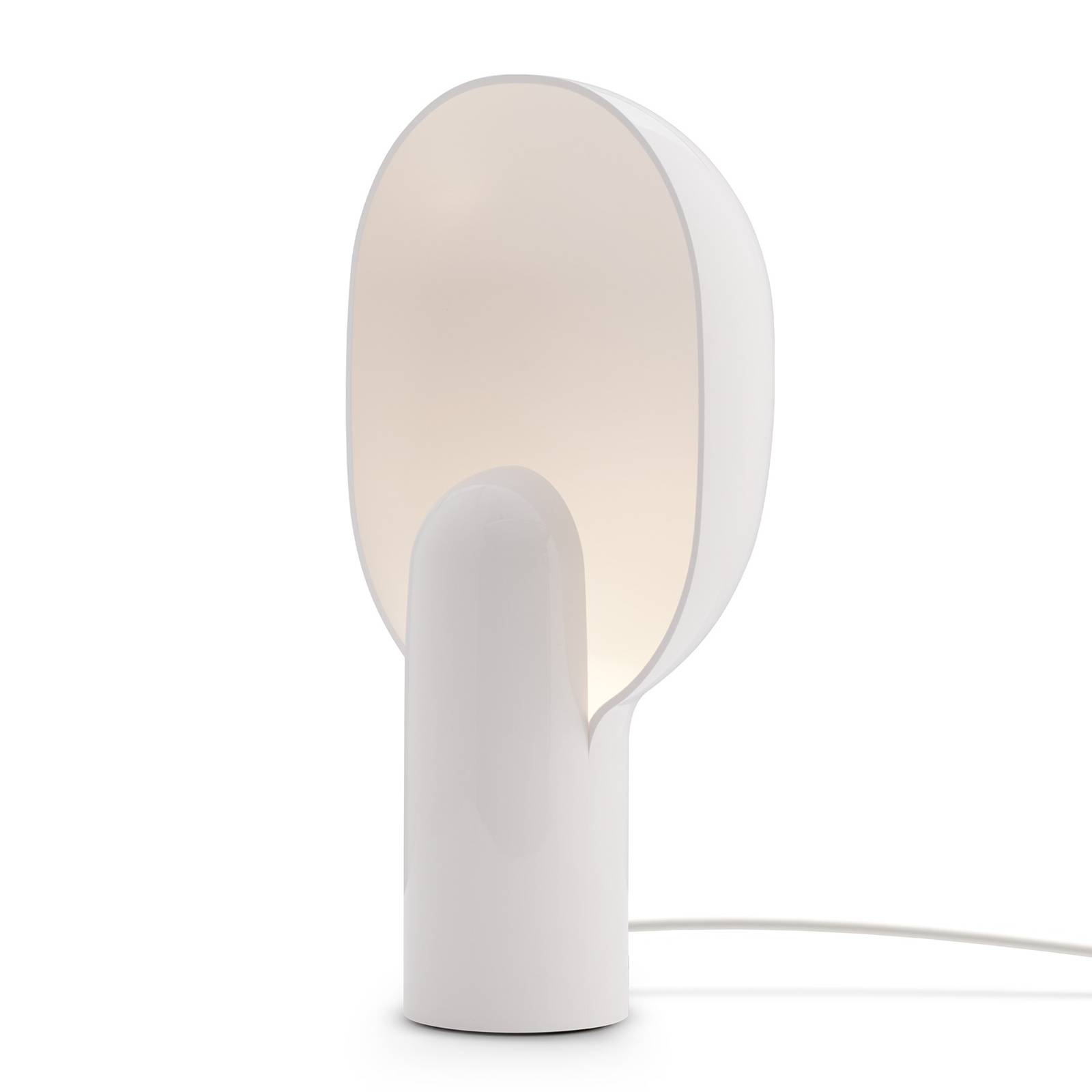 New Works Ware table lamp, milky white, for Living / Dining Room, acrylic, aluminium, E14, 7 W, L: 20 cm, W: 12 cm, H: 34 cm