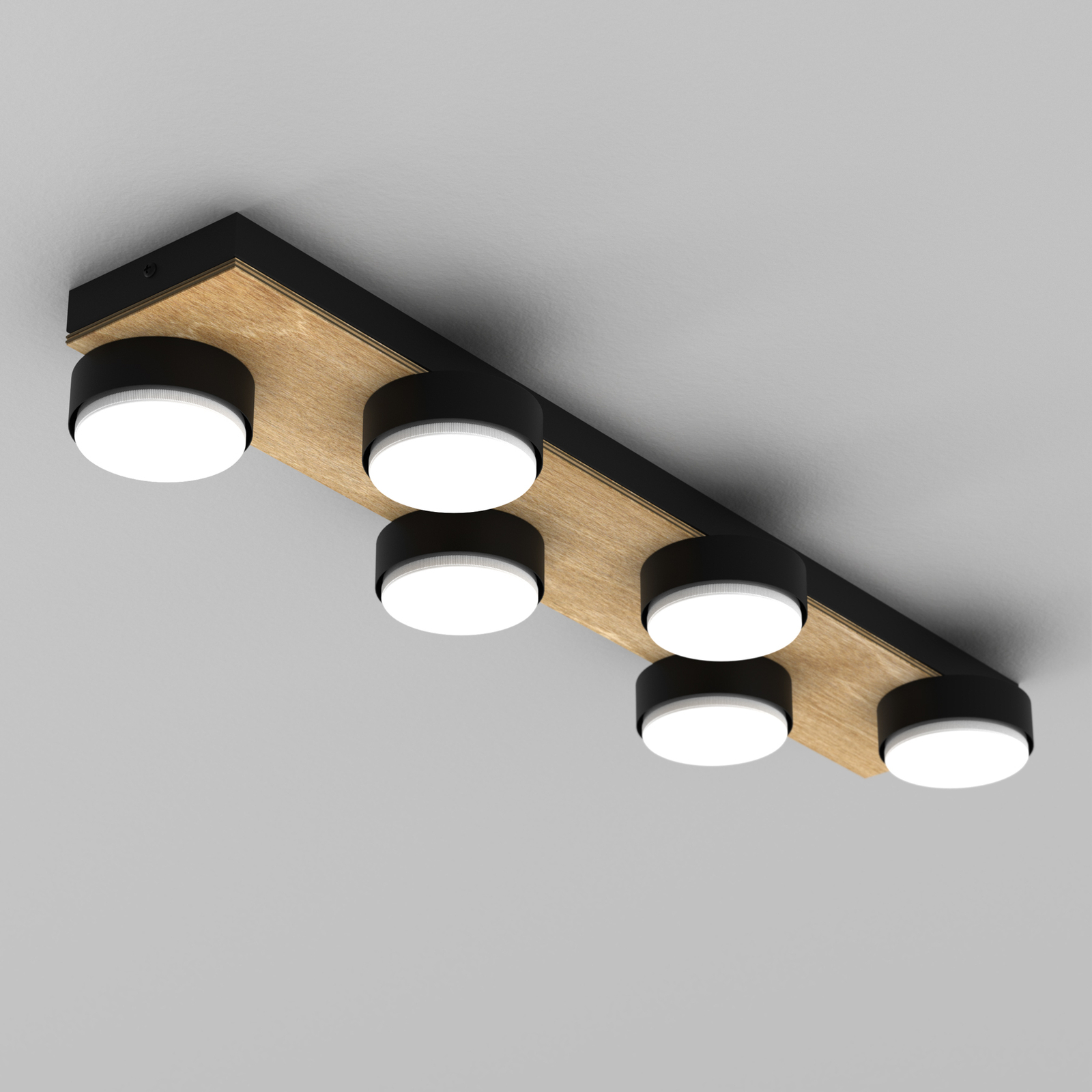 Envostar Laurent plafondlamp met hout 6-lamps