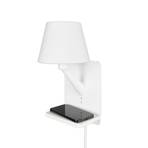 Wandlamp Comfort, mat wit, metaal, stekker, E14