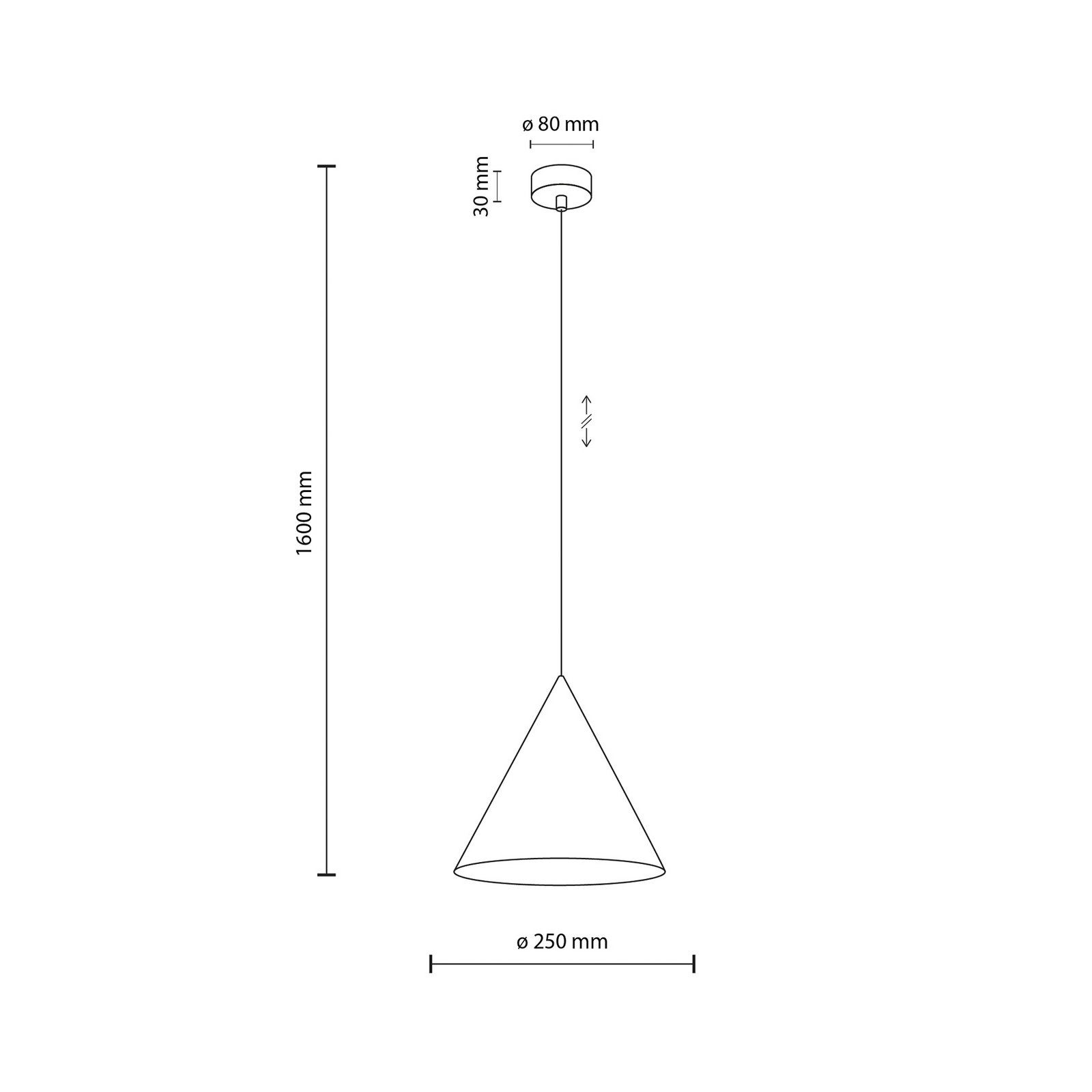 Cono pendant light, 1-bulb, Ø 25 cm, orange, E27