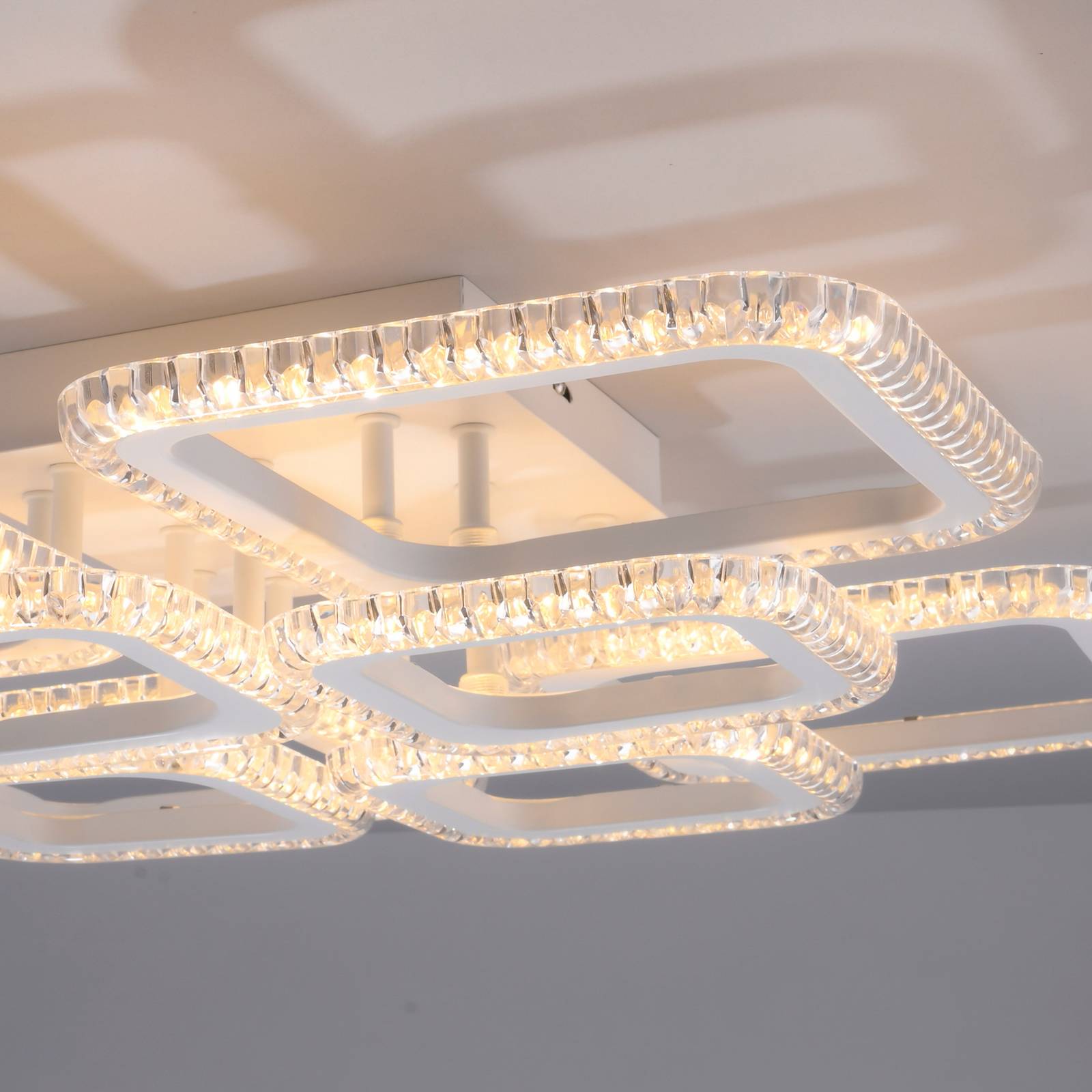 Lampa sufitowa LED Crystallo, kątowa, biała, żelazna, 3 000 K