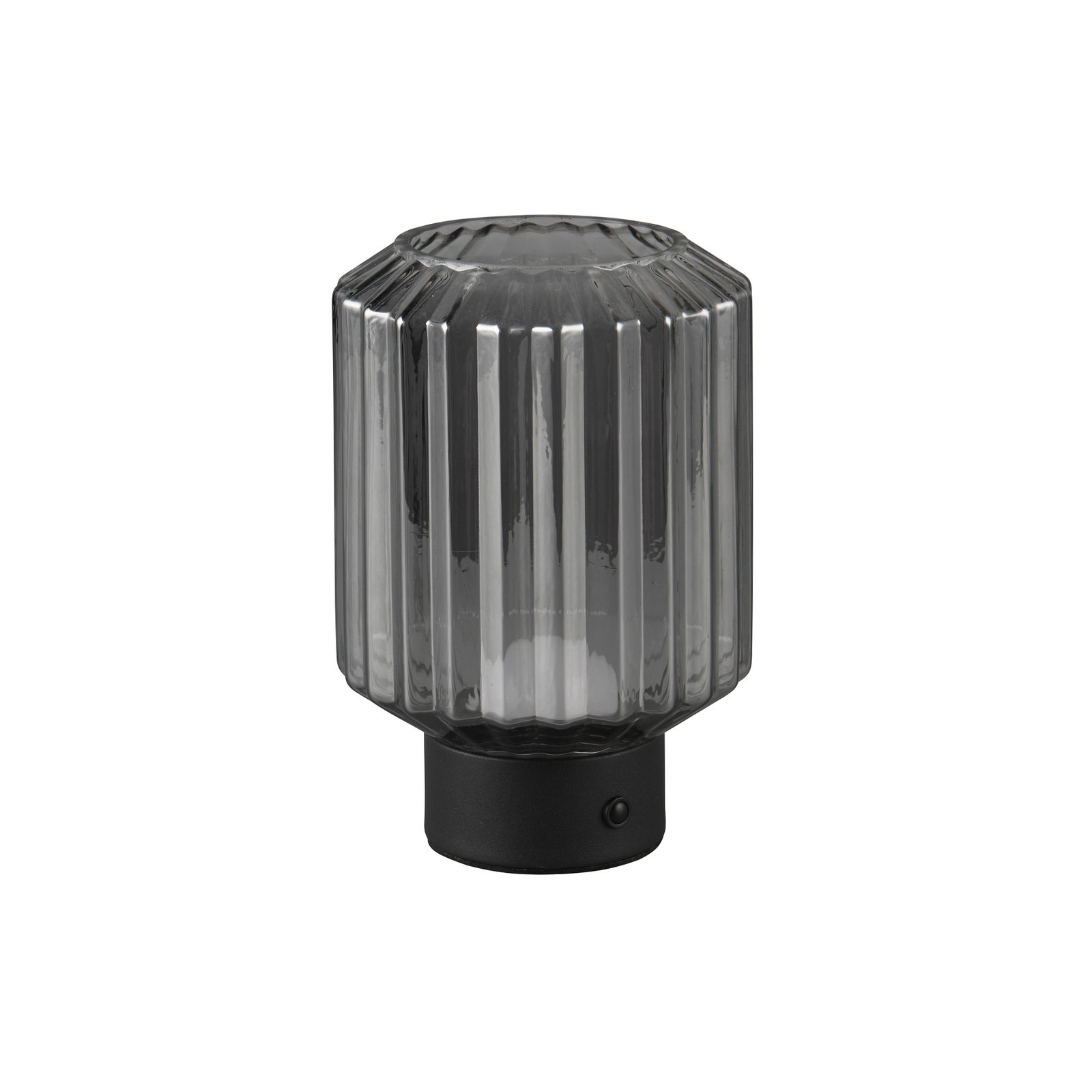 Lampe de table LED rechargeable Lord, noir/fumée, hauteur 19,5 cm, verre