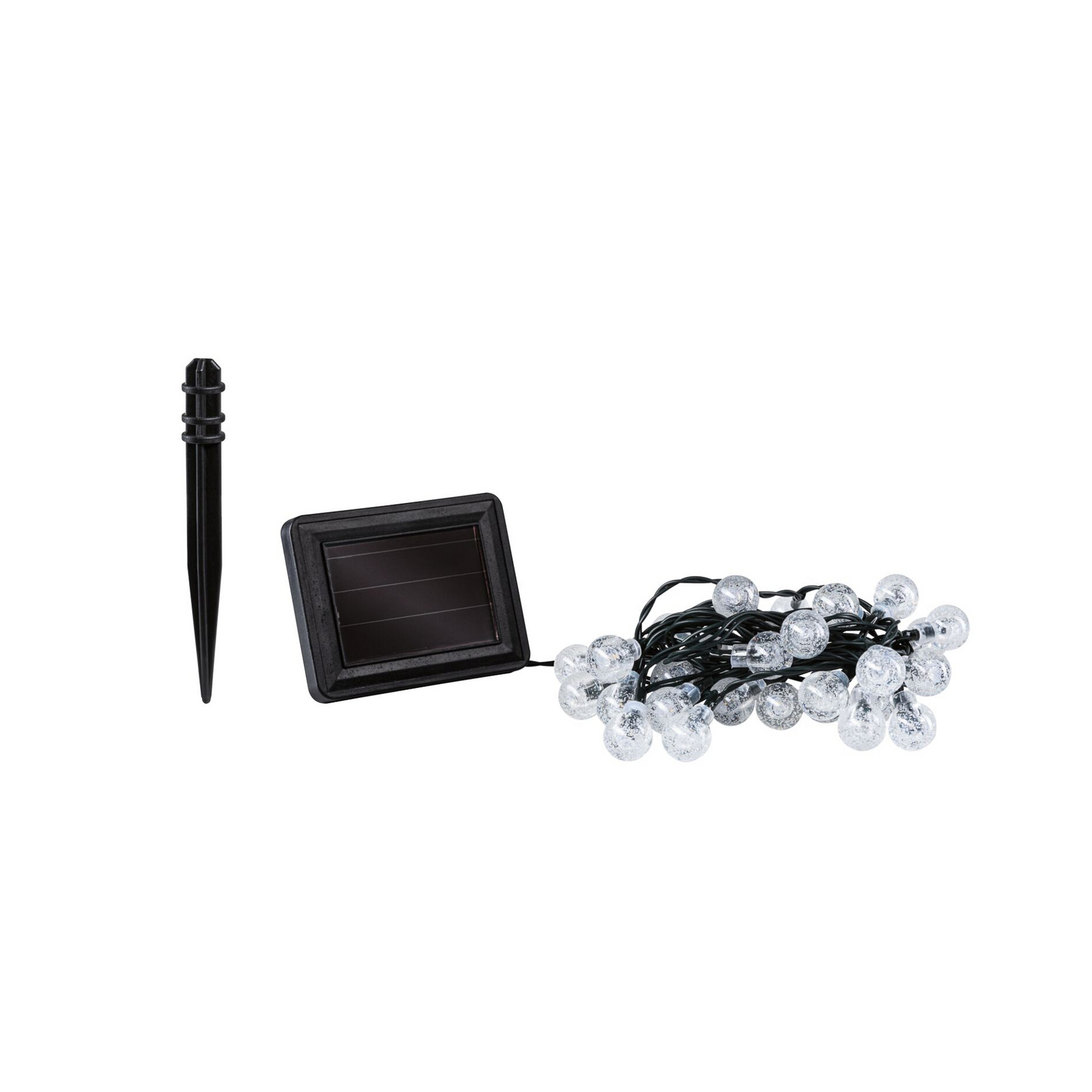Paulmann LED-solcellsljusljusslinga Soala, IP44 svart, 30 lampor