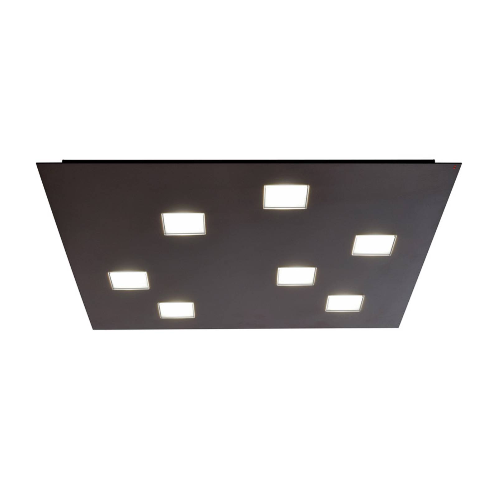 Fabbian Quarter - seven-bulb LED ceiling lamp in black, for Living / Dining Room, aluminium, polycarbonate, 4.5 W, energy efficiency: A+, L: 59.5 cm, W: 59.5 cm, H: 3.5 cm