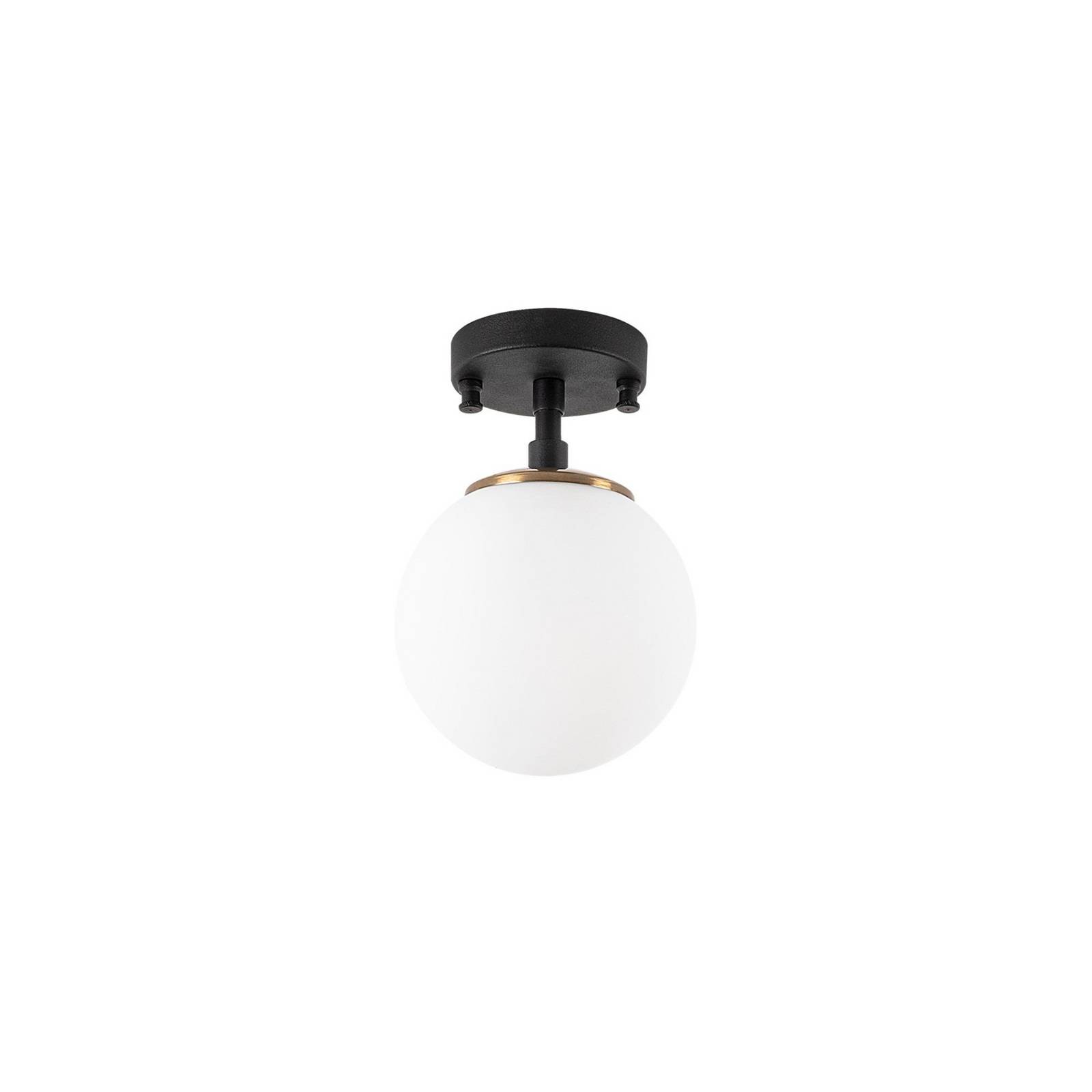 Deckenleuchte Atmaca, 1-flammig, schwarz, Glas, Ø 15 cm