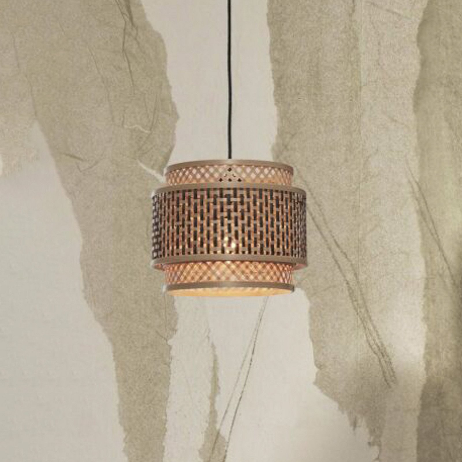 GOOD & MOJO Bhutan lampă suspendată bambus 25x20cm - Camera de zi / sufragerie - natural negru - Bamboo