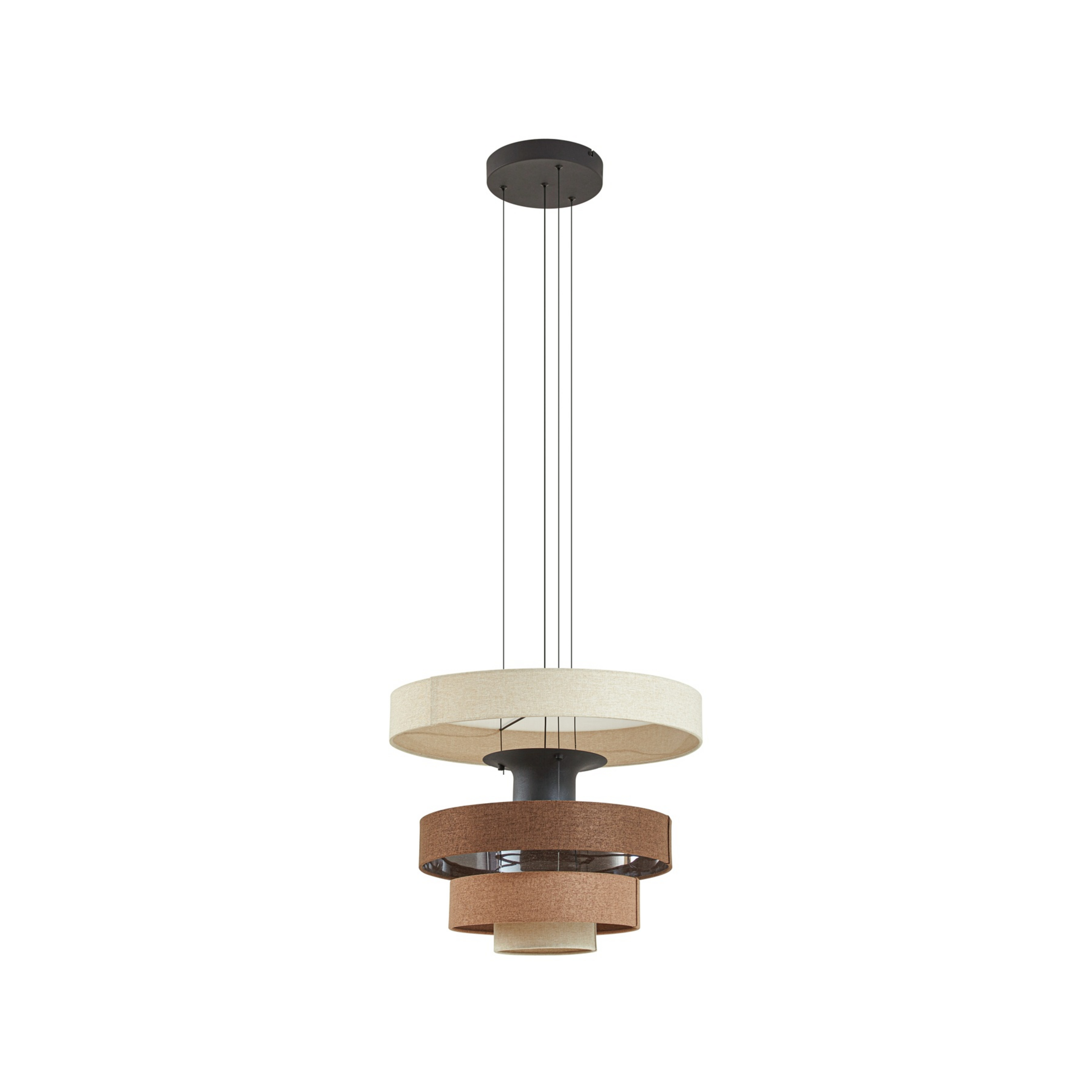 Peldano LED-hänglampa, brun/beige, Ø 50 cm, stegvis dimbar - Lucande