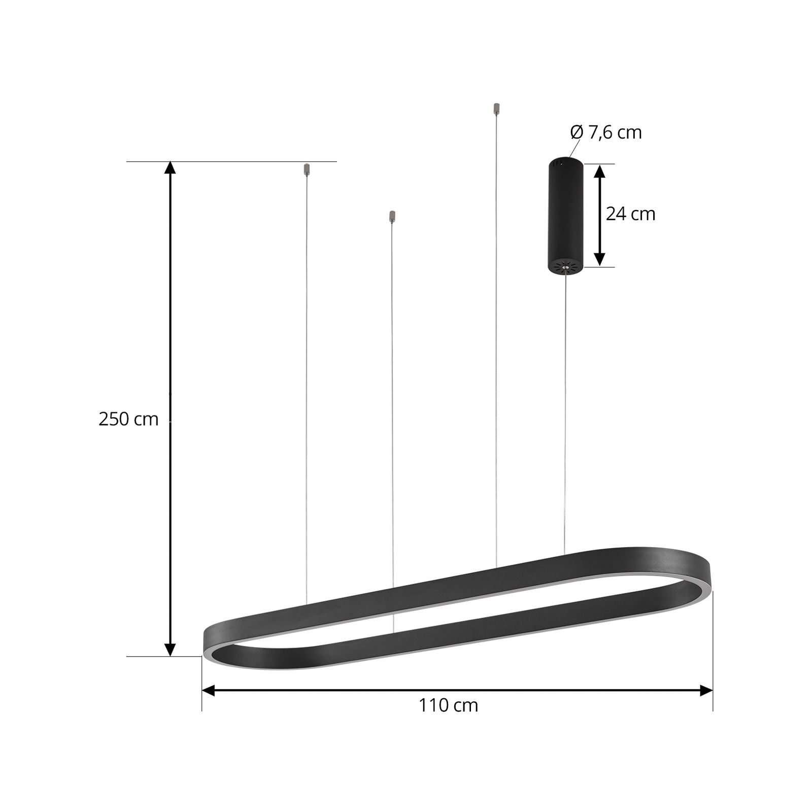 Lucande viedā LED piekaramā lampa Melinay, melna, CCT, Tuya