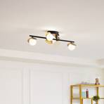 Lucande Pallo LED-loftslampe, lineær, 4-lys, sort/guld