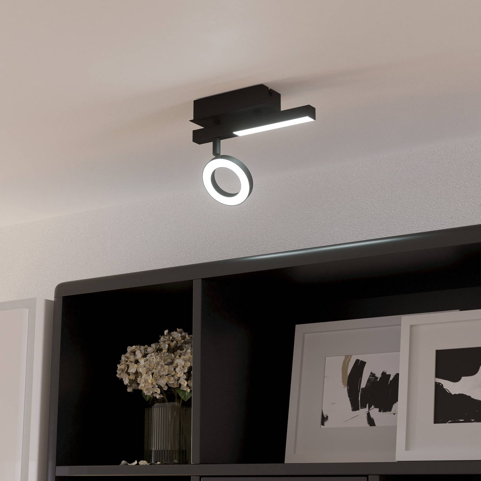 LED-Deckenspot Cardillio 2 schwarz mit einem Ring günstig online kaufen