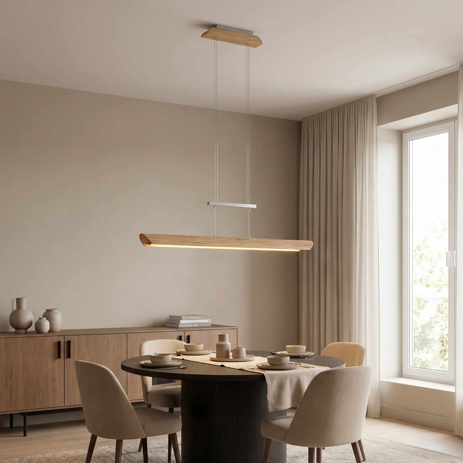 Suspension LED Colombia S, chêne naturel