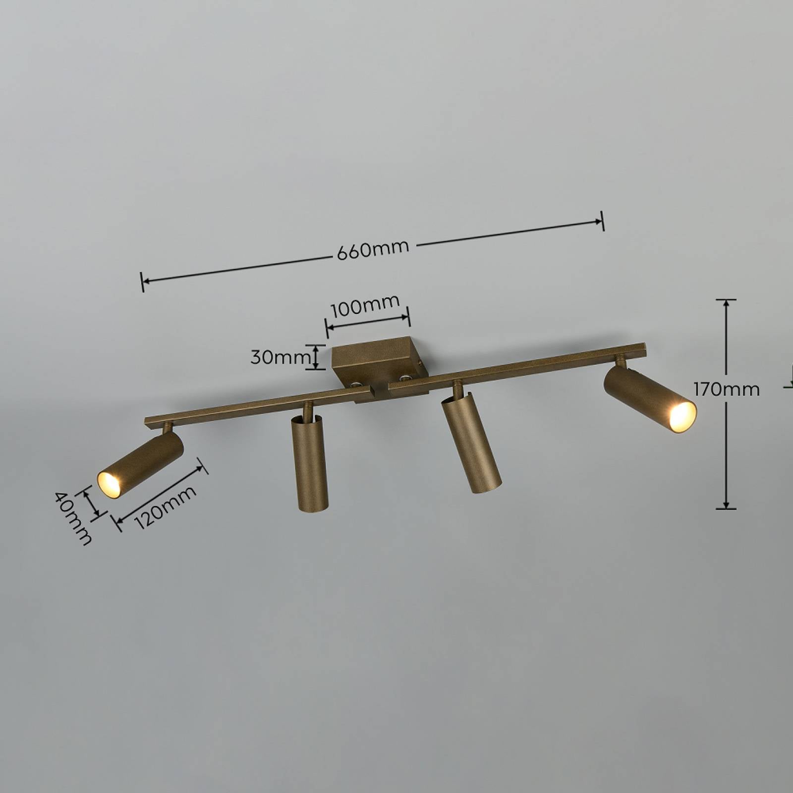 Downlight Dara, lengde 66 cm, platinfarget metall, 4 lyskilder.
