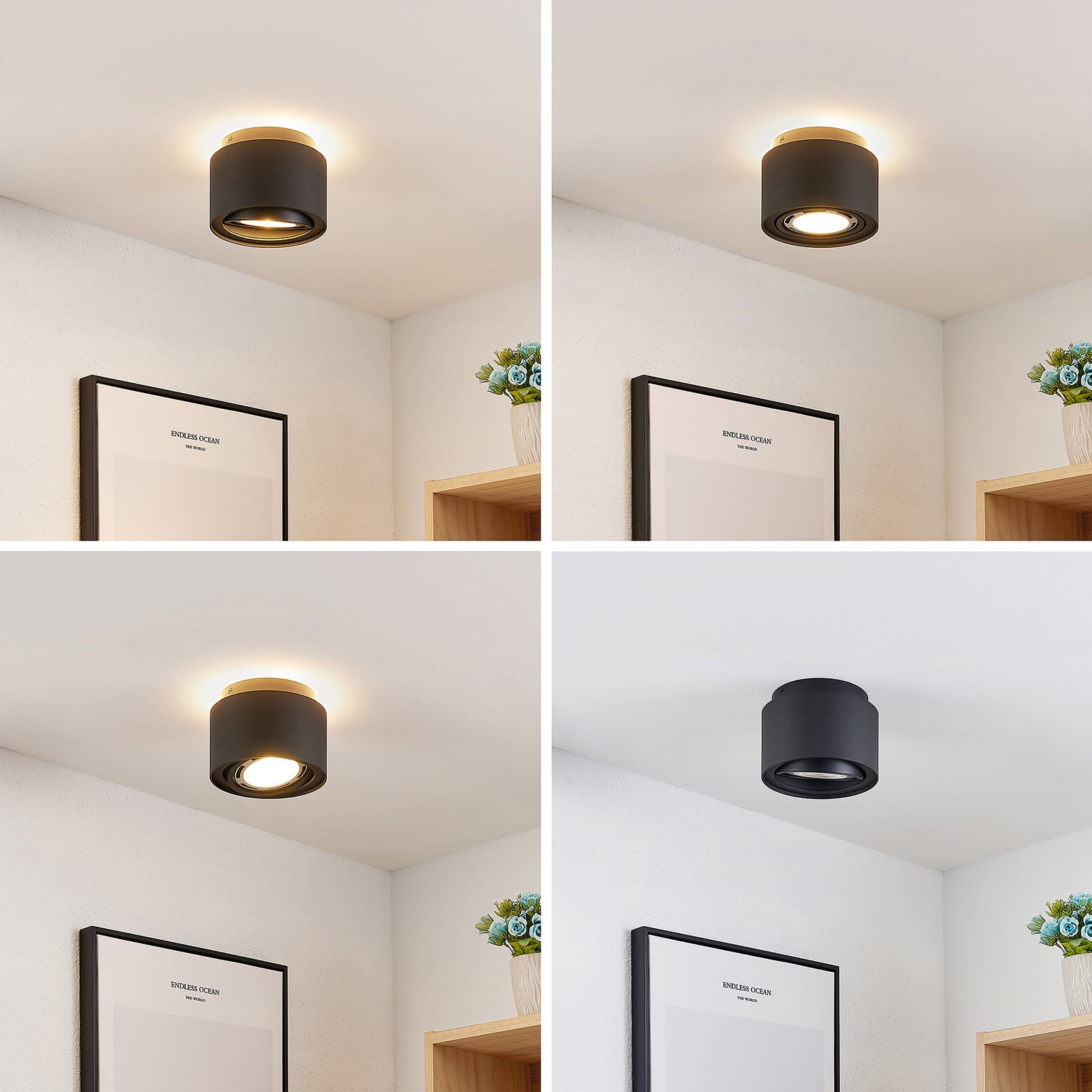Arcchio Talima lampa sufitowa LED, okrągła, czarna