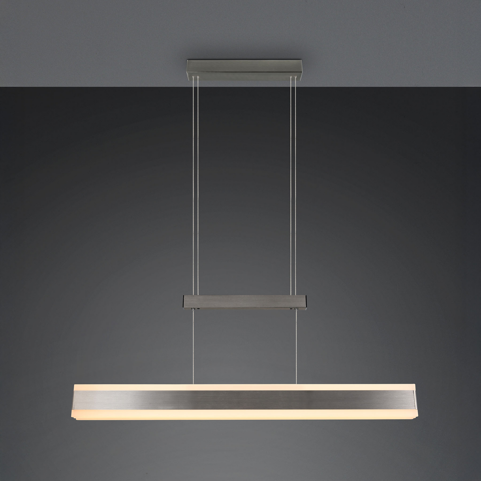 LED-hänglampa Arcola, nickelfärgad, 152 cm, CCT Touchdimmer LED-hänglampa Arcola, nickelfärgad, 152 cm, CCT Touchdimmer