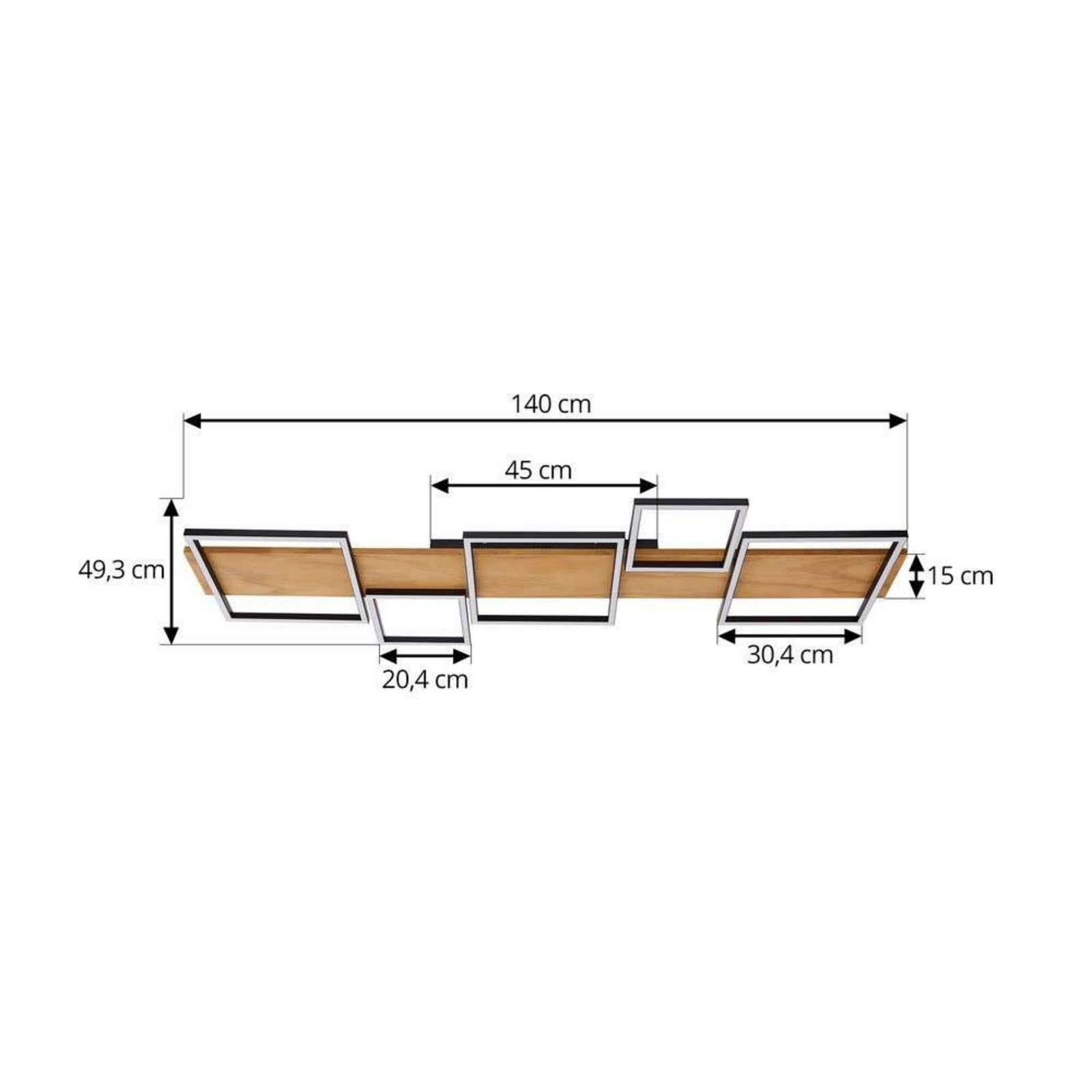 Galad 5 LED Lámpara de Techo Madera - Lindby