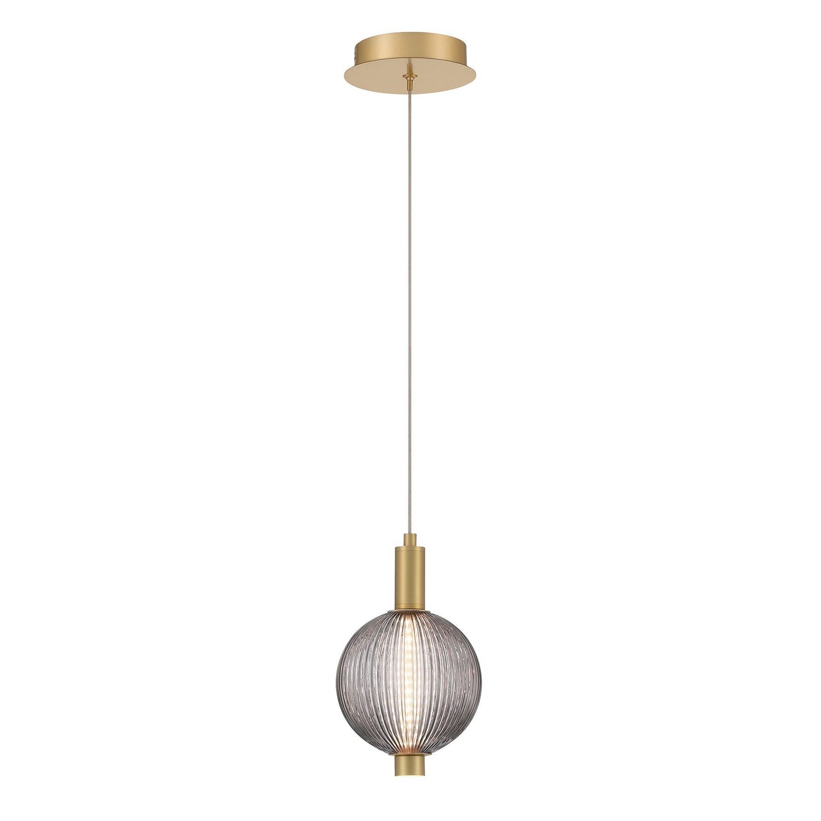 LED hanglamp PALMAS, goud/rookgrijs, Ø 15 cm, 1-lamp, glas