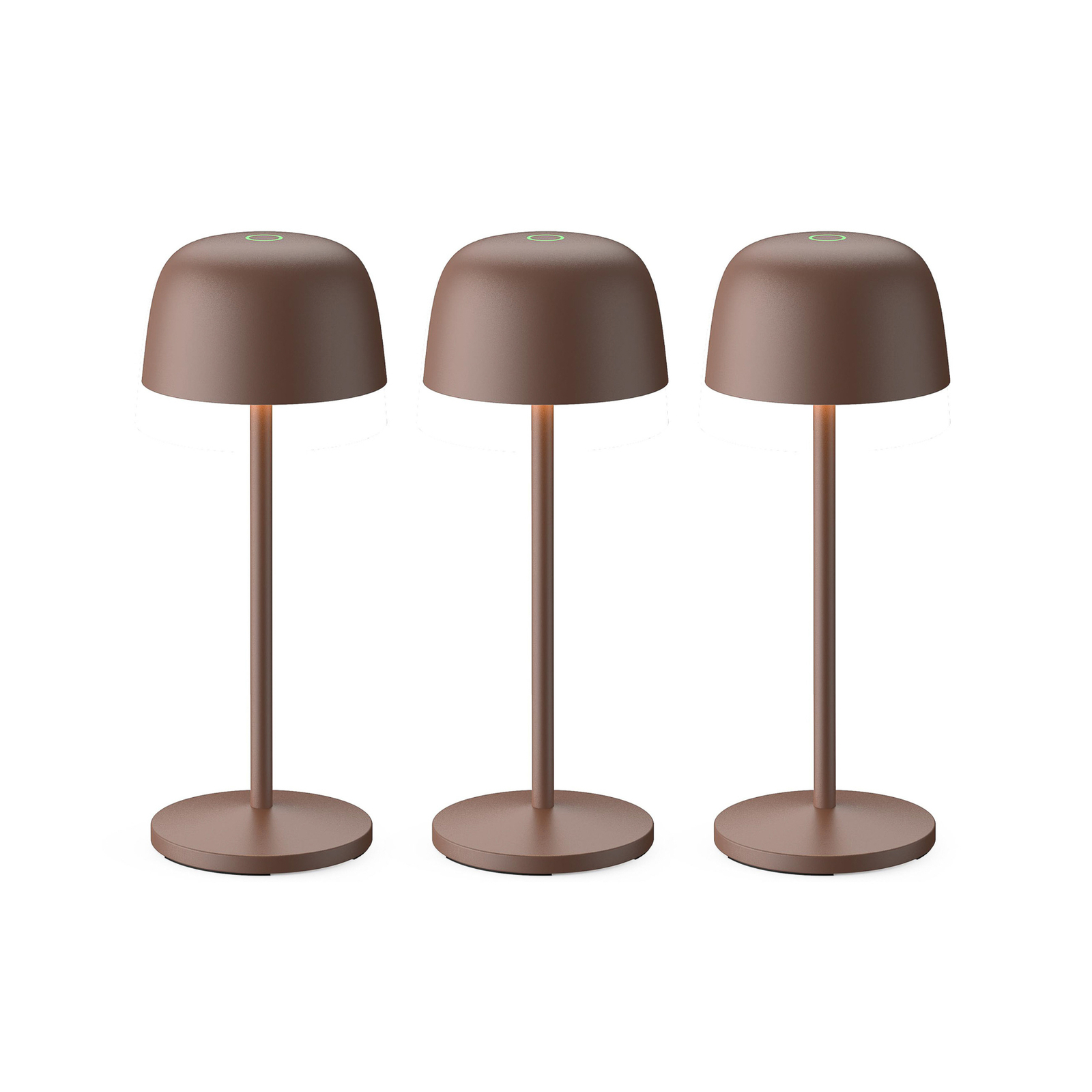 Lindby Lampe de table LED rechargeable Arietty, brun, lot de 3, alu