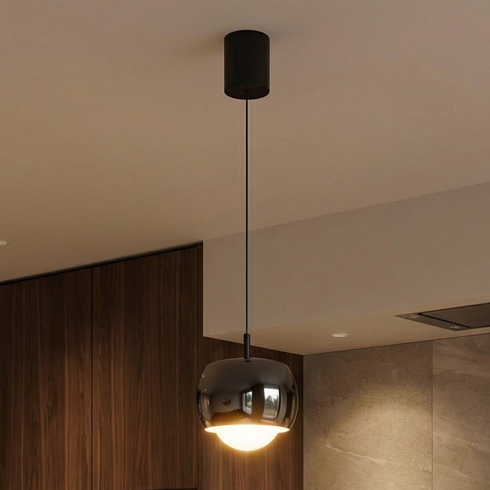 Lampa wisząca LED Roller, szklany klosz regulowany w kolorze czarnego