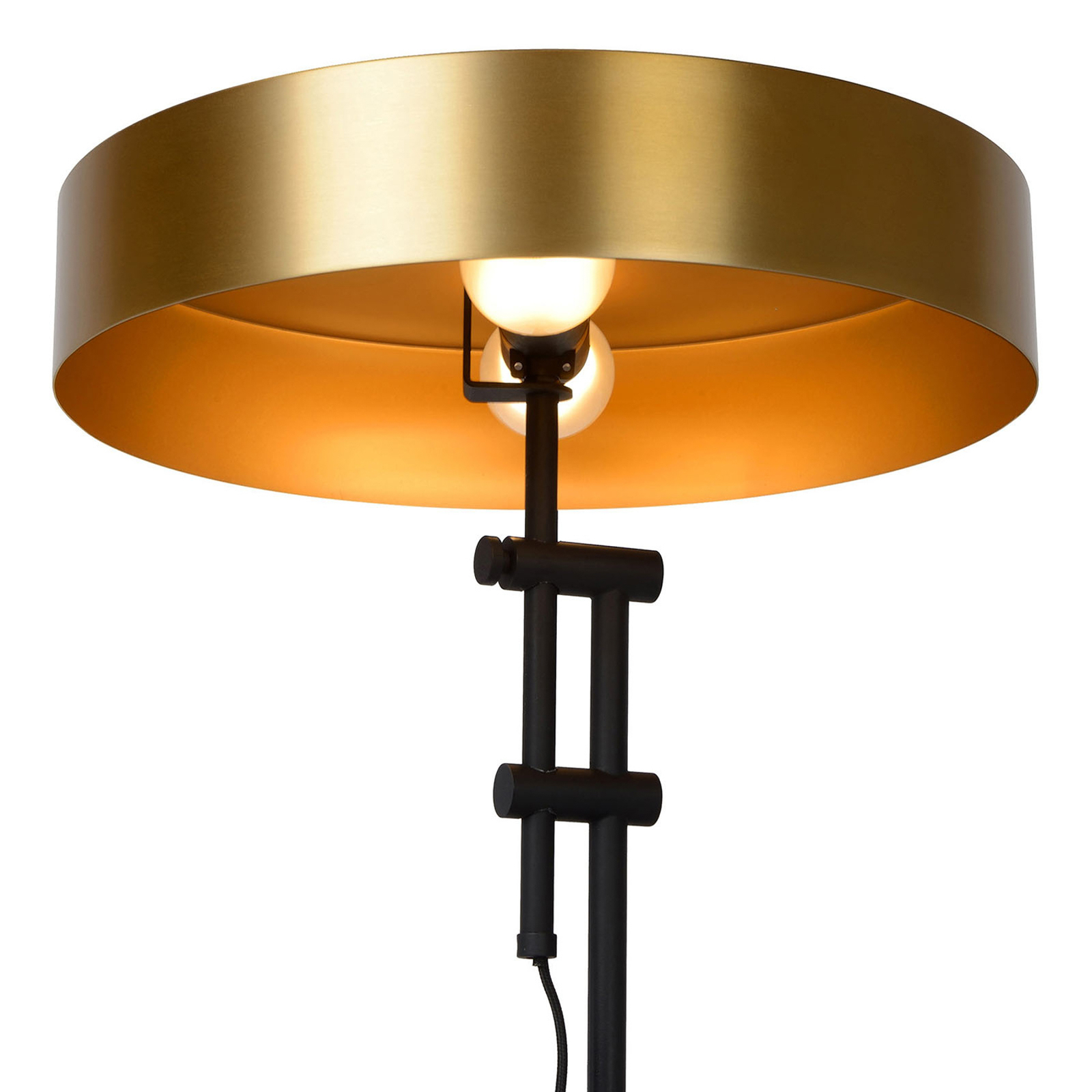 Namizna svetilka Giada z ravnim senčnikom v zlati barvi