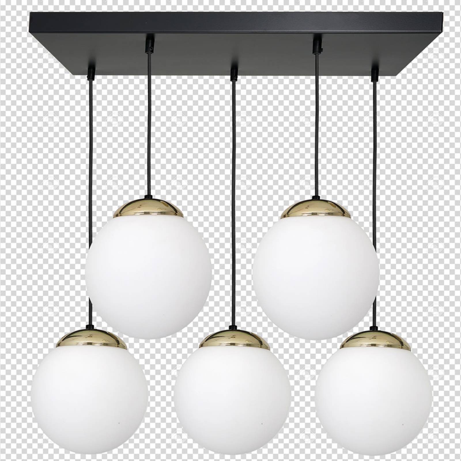 Lampa wisząca Sparta opal czarna złota 5-pkt.