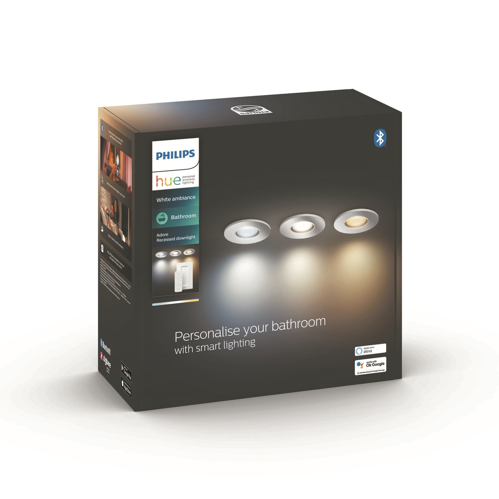 Vestavné bodové svítidlo Philips Hue White Ambiance Adore, 3ks