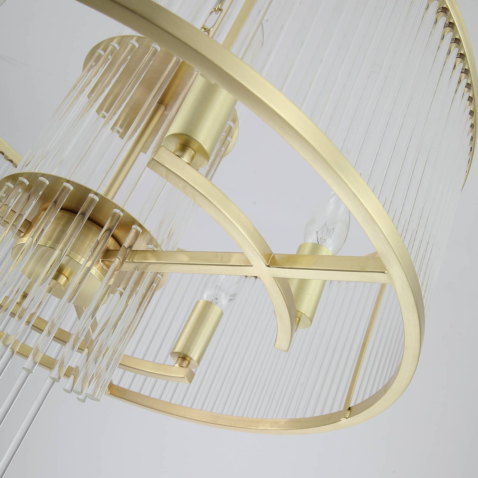 Hängelampe Lara, Ø 55 cm, goldfarben/klar, Glas/Metall günstig online kaufen