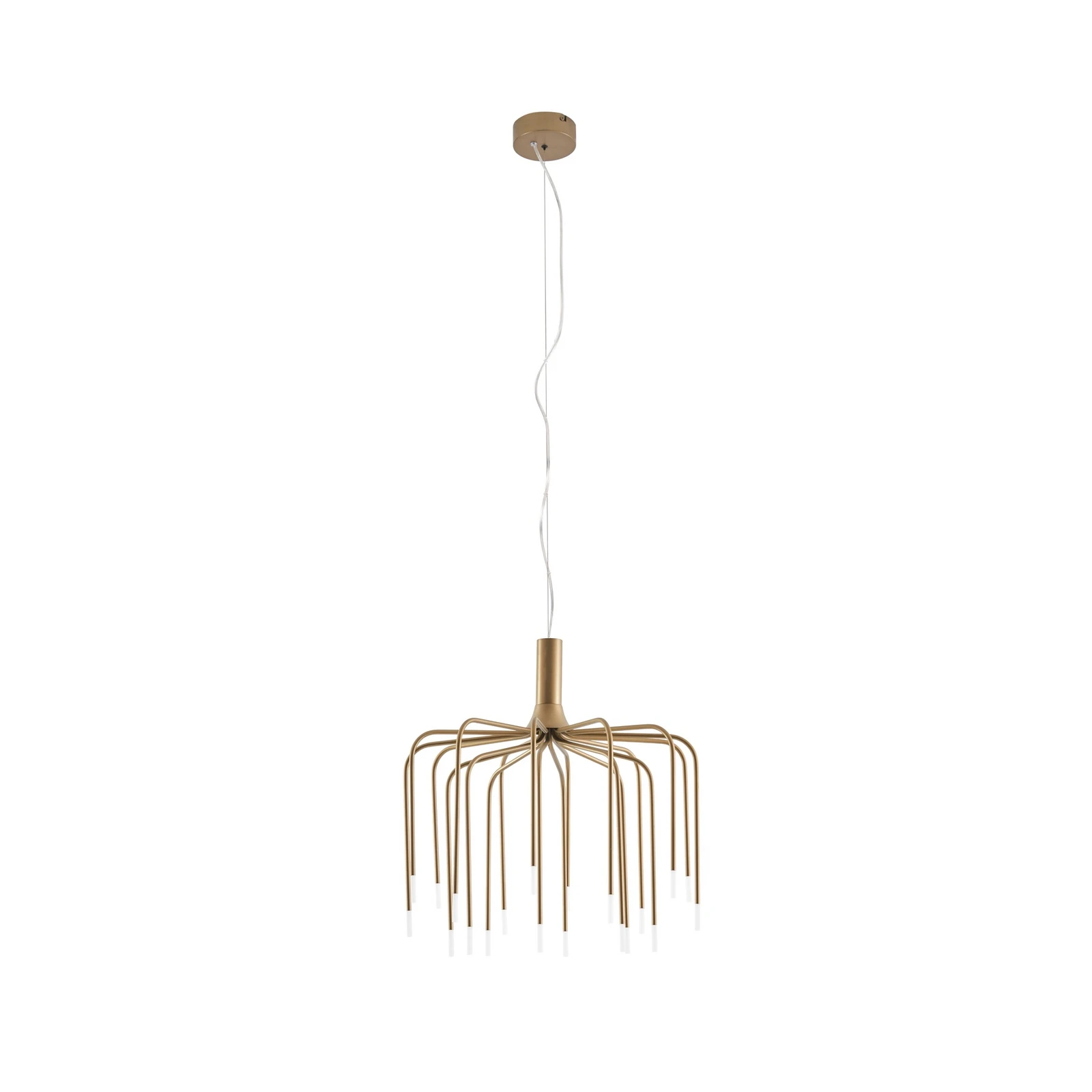 Lucande LED-visoka svetilka Ariadne, Ø 57 cm, mat zlata, 20-žarilna