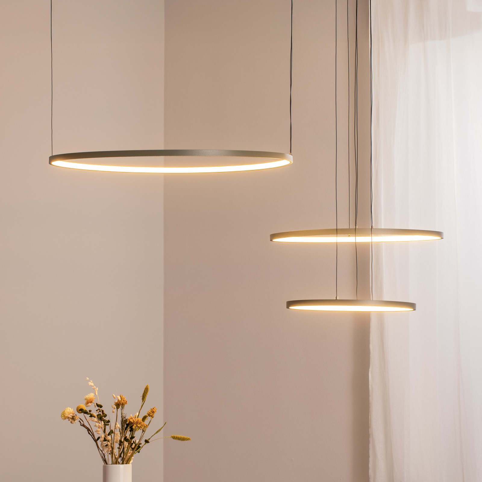 Euluna CIRCOLO LED viseća svjetiljka, maslinasto zelena, Ø 30/45/60 cm, 3 žarulje - Dnevni boravak/blagovaonica - Moderan - Aluminij