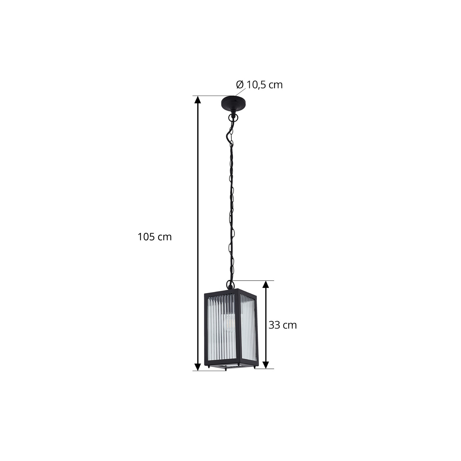 Bolgar vonkajšia závesná lampa čierna sklo kov - Lindby
