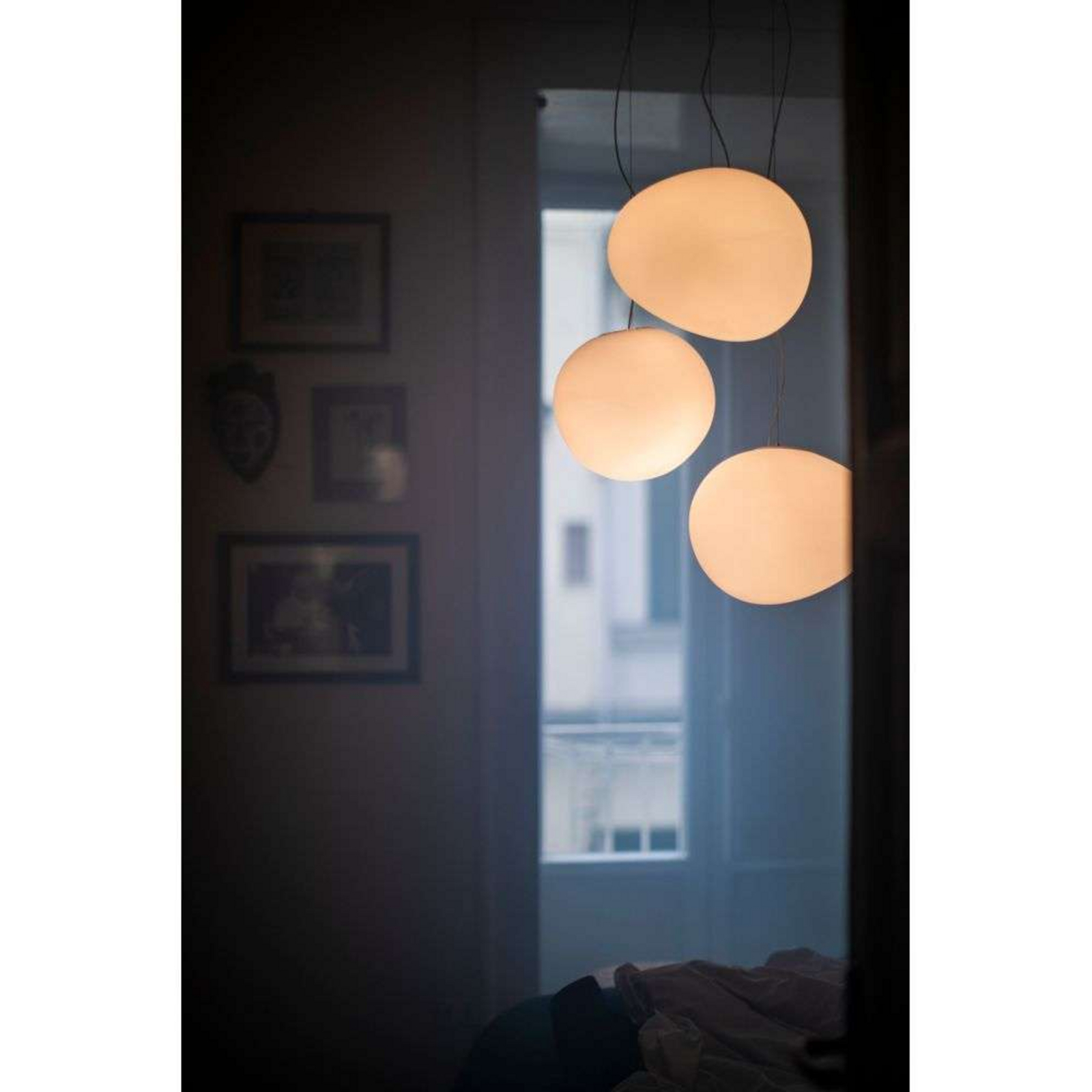 Suspension Foscarini Gregg Medium, blanche, hauteur 26 cm