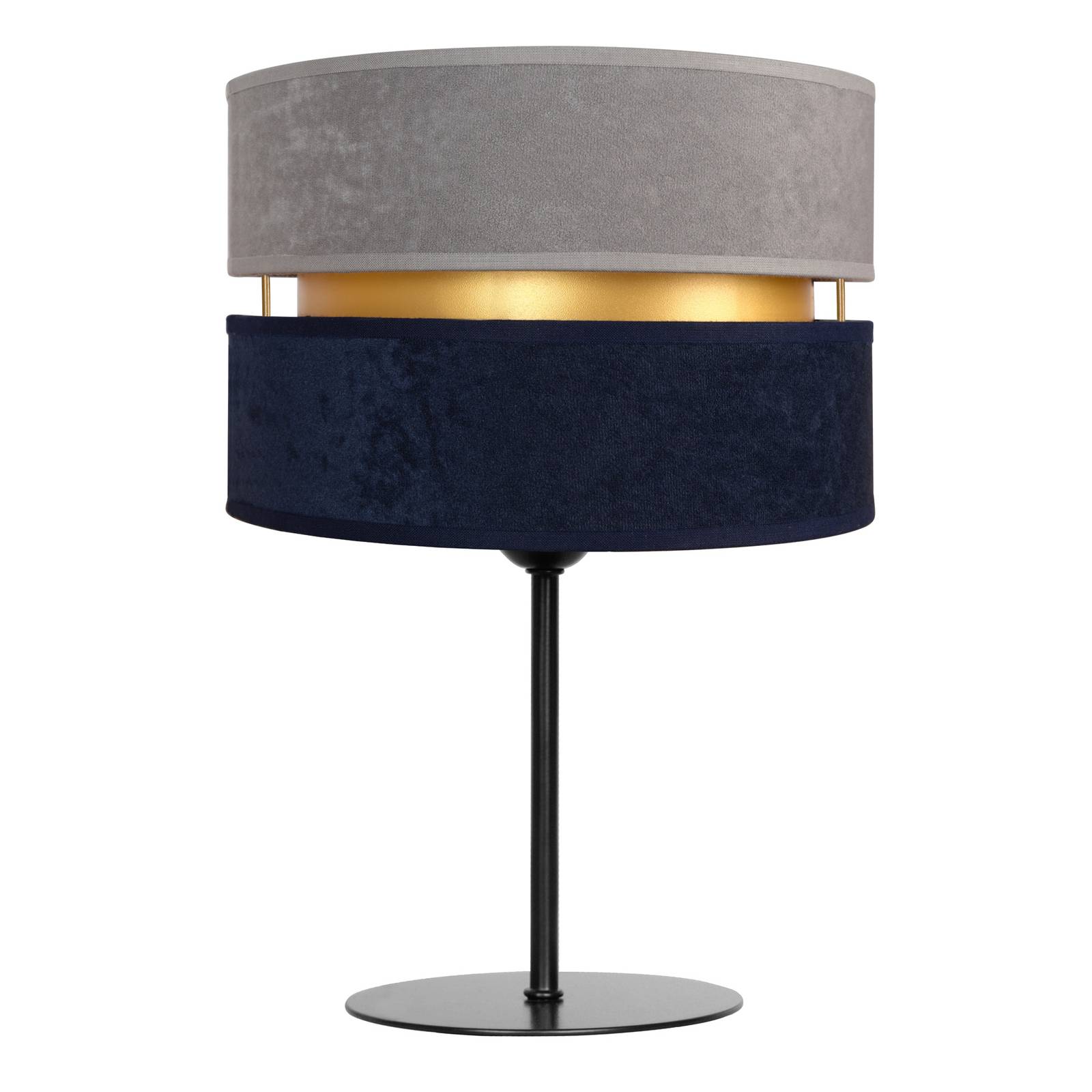 Lampe à poser Duo bleu marine/gris/doré haut 30cm