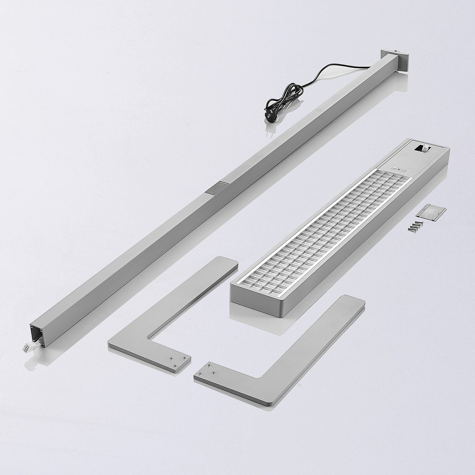 Arcchio LED-Bürostehleuchte Susi, silber, Sensor, 2er-Set