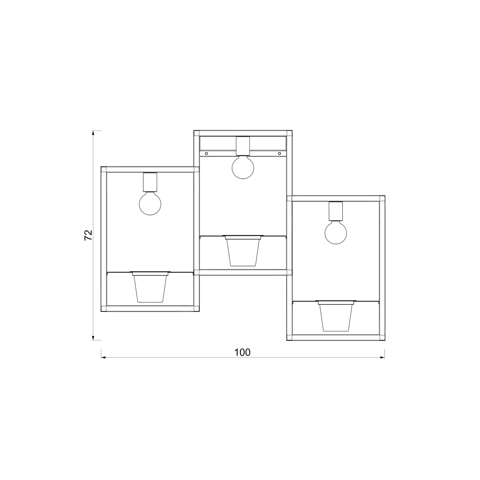 Wandleuchte Flores, 3-flammig, schwarz/gold, mit Stecker