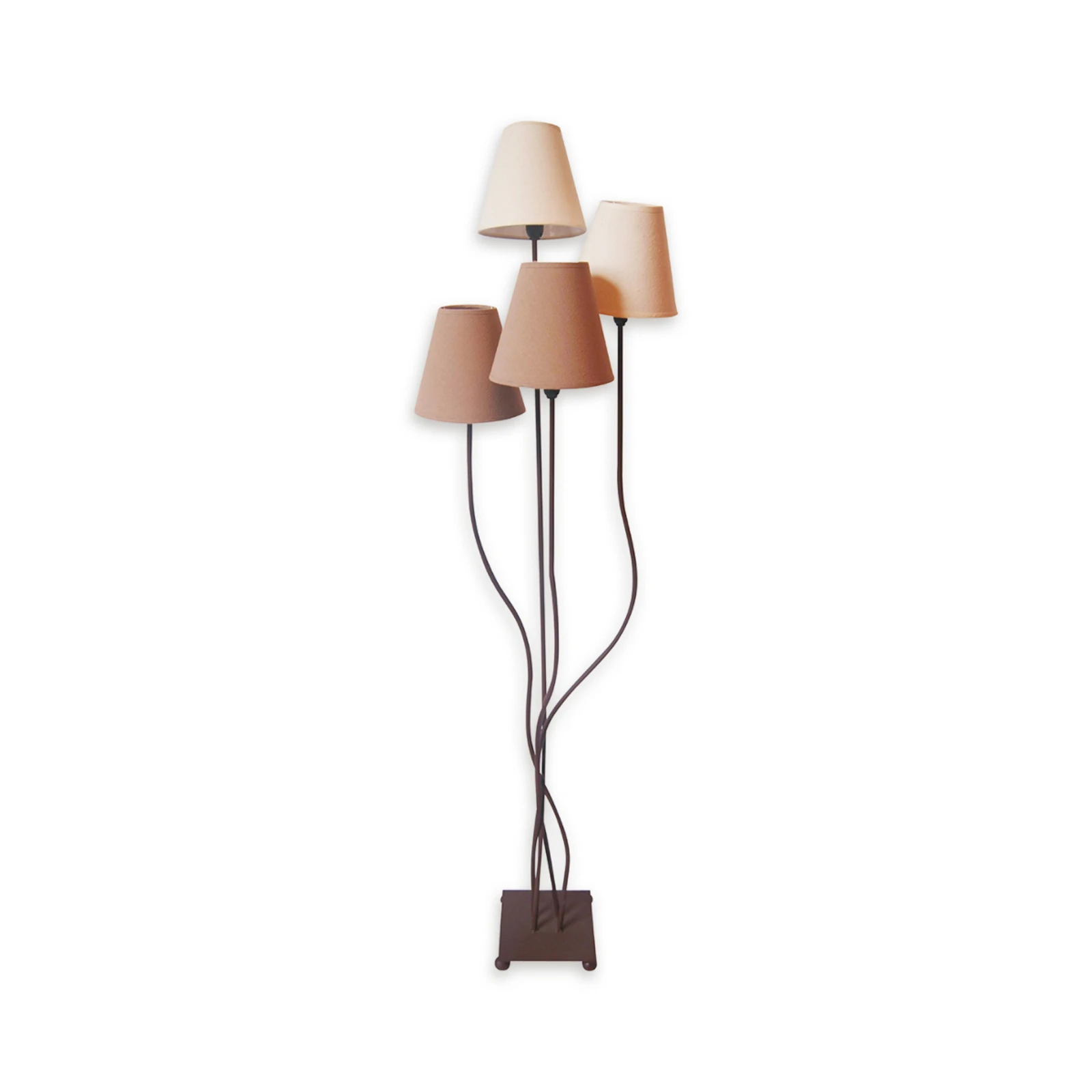 Tekstilna podna lampa s četiri žarulje, smeđa i bijela