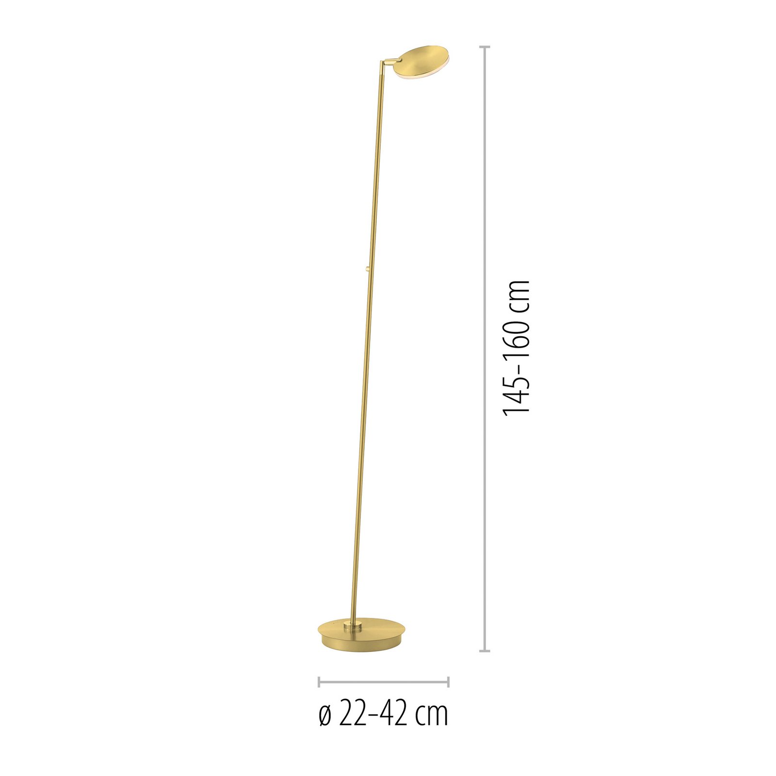 Paul Neuhaus piantana LED Akku-Bente, ottone, CCT, USB-C