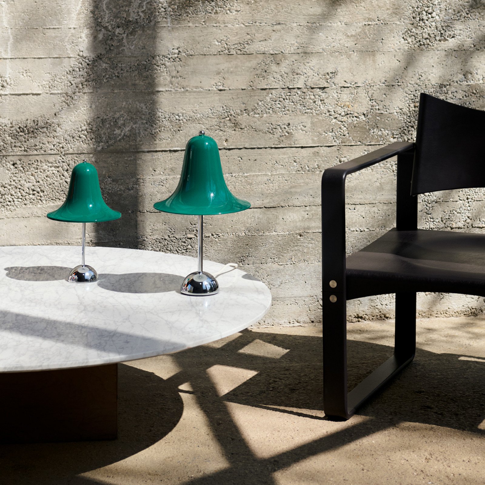 Lampa de masă VERPAN Pantop albastru-verde închis înălțime 23 cm - Camera de zi / sufragerie - Design - albastru-verde închis crom - Metal