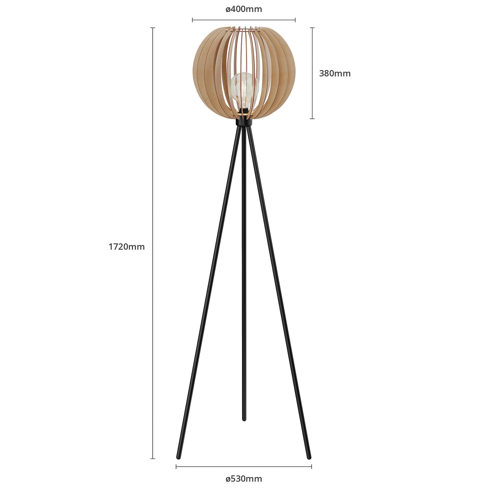 Lampe sur pied Clay Noir/Bois - Envostar
