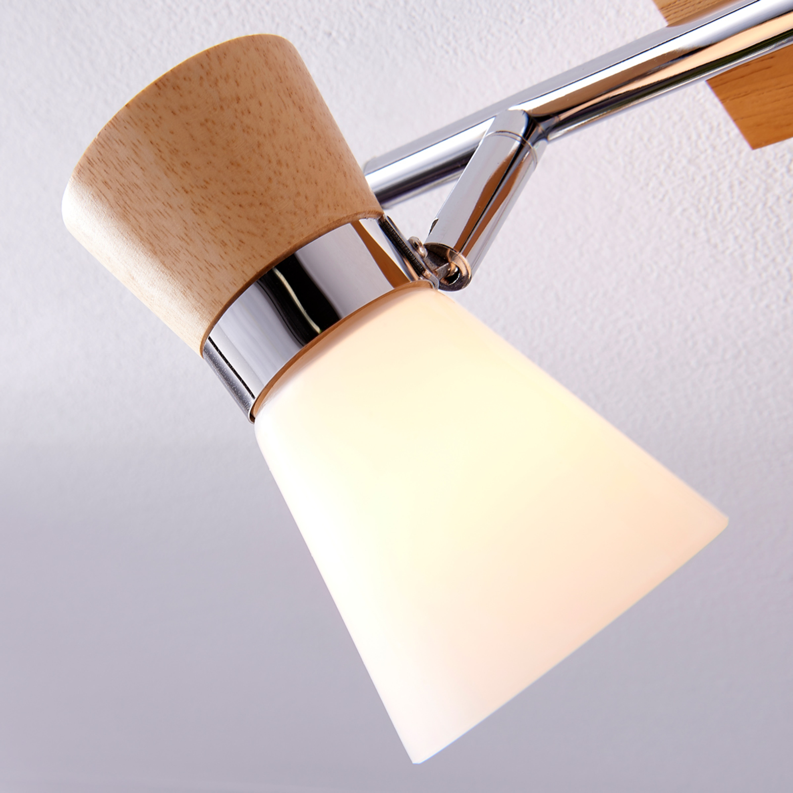Holz-Deckenleuchte Vivica Strahler Glas Holz Lampenwelt Wandlampe Deckenlampe 