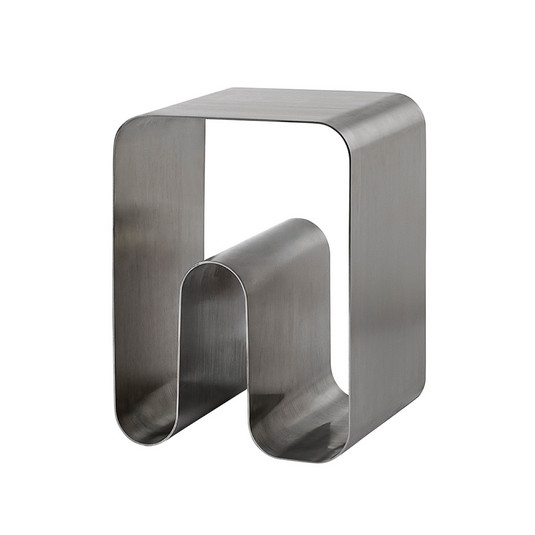 Tabouret Curva Solid, argent, hauteur 43 cm, acier inoxydable - AYTM
