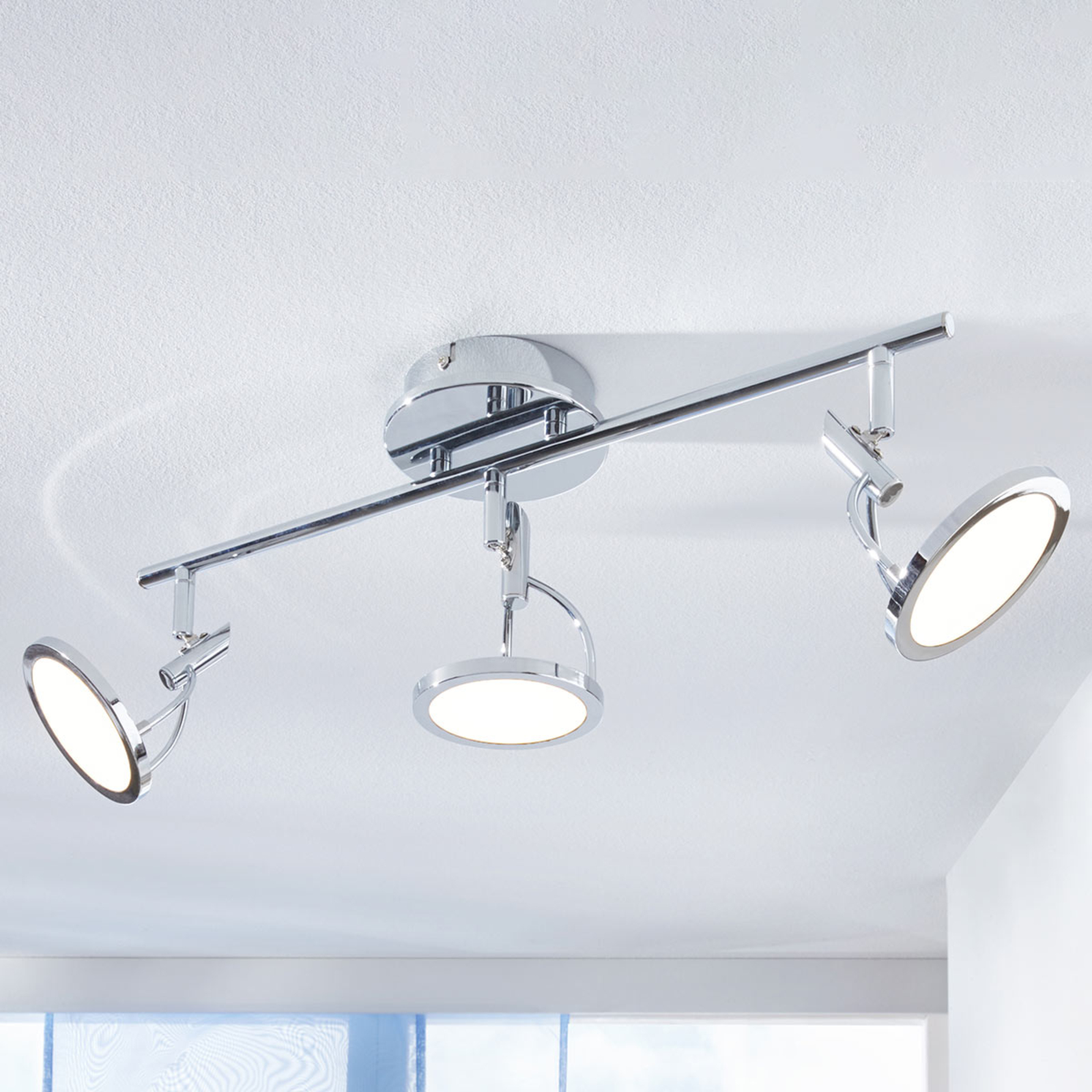 Lindby Jorne LED ceiling spotlight, chrome-plated, 3-bulb, for Living / Dining Room, metal, plastic, 5 W, energy efficiency: A+, L: 55.5 cm, W: 11 cm, H: 19.5 cm