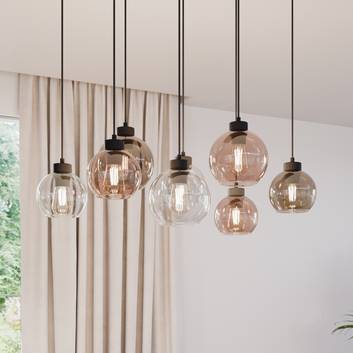 Hanglamp Cubus, 8-lamps, helder/honig/bruin