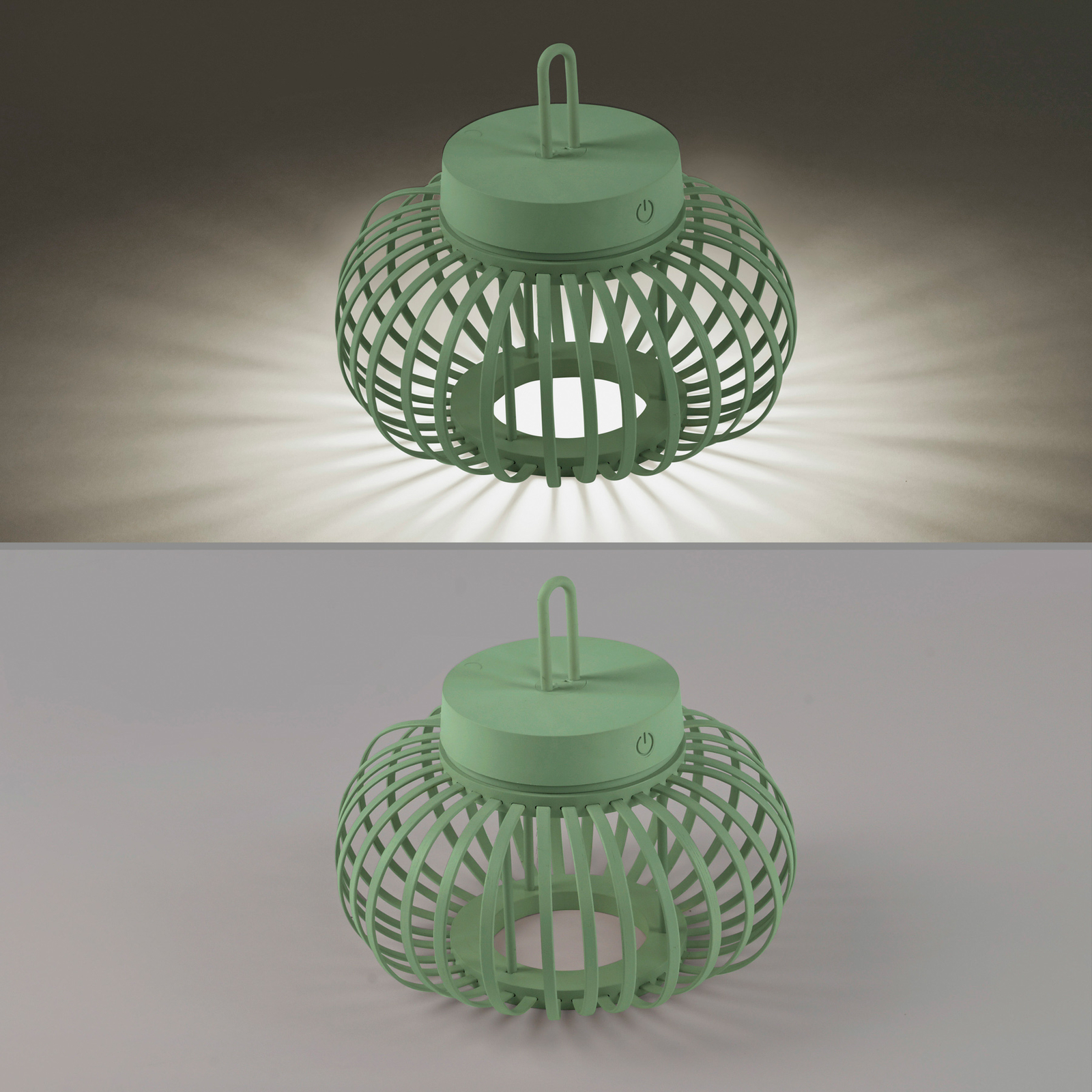 JUST LIGHT. Akuba lampa stołowa LED z akumulatorem, zielona, 22 cm, bambus