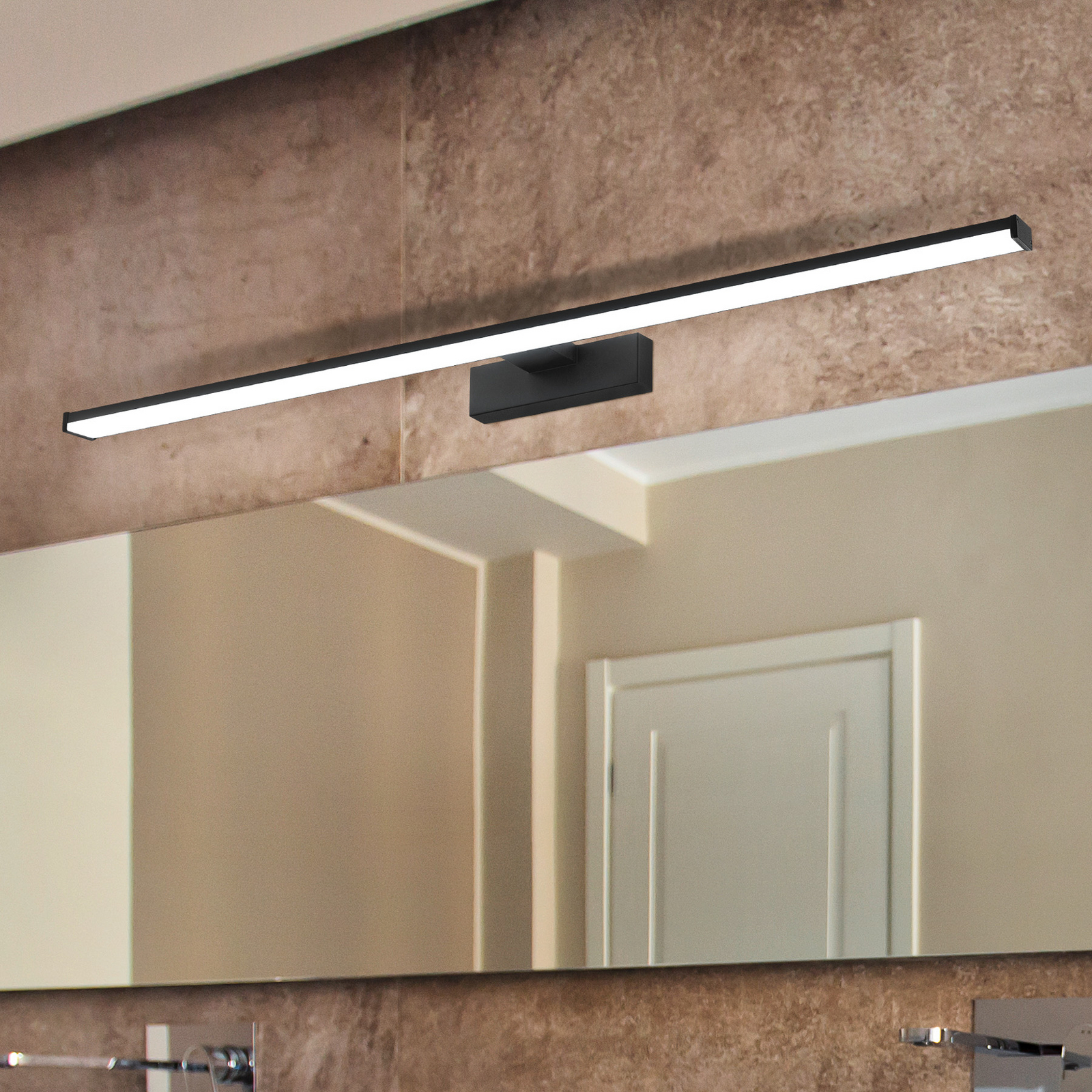 Aplique de pared LED Pandella 1, longitud 78 cm, negro, aluminio